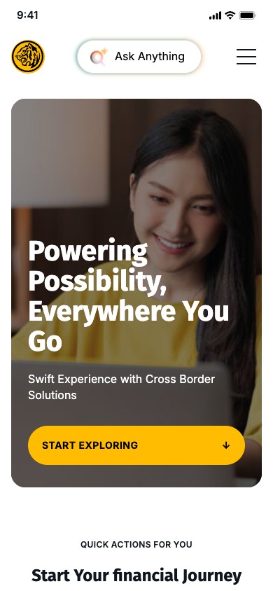 Maybank mobile website design in an iPhone mockup